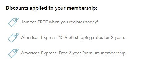 Discounts applied to your membership:
