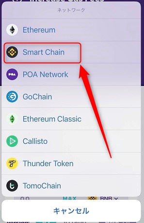 「Smart Chain」を選択する