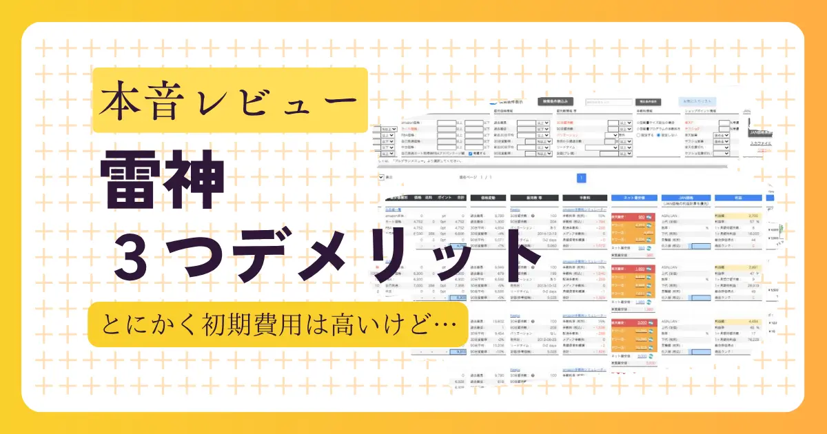 【本音レビュー】雷神のデメリット3つと導入前に知るべき注意点【とにかく初期費用は高いけど…】