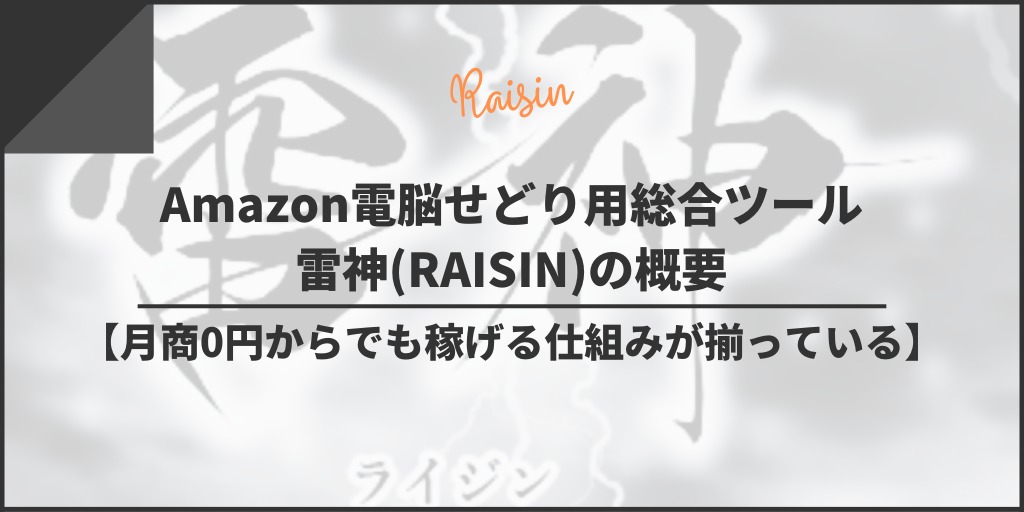 Amazon電脳せどり用総合ツール雷神(RAISIN)の概要【月商0円からでも稼げる仕組みが揃っている】