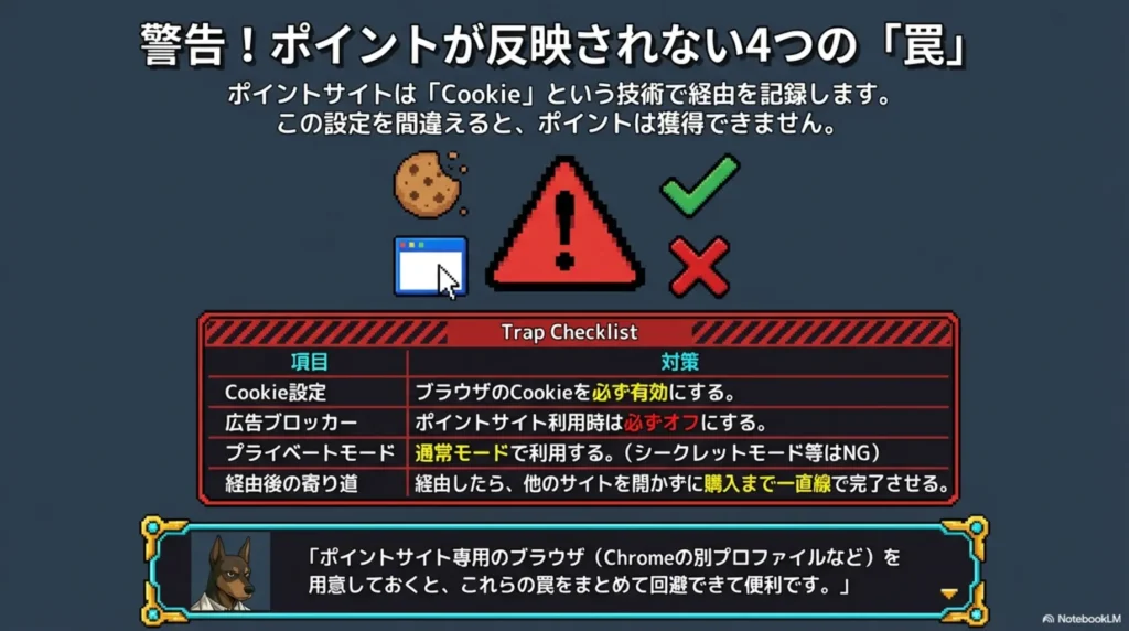 ポイントサイトを使う時の注意点