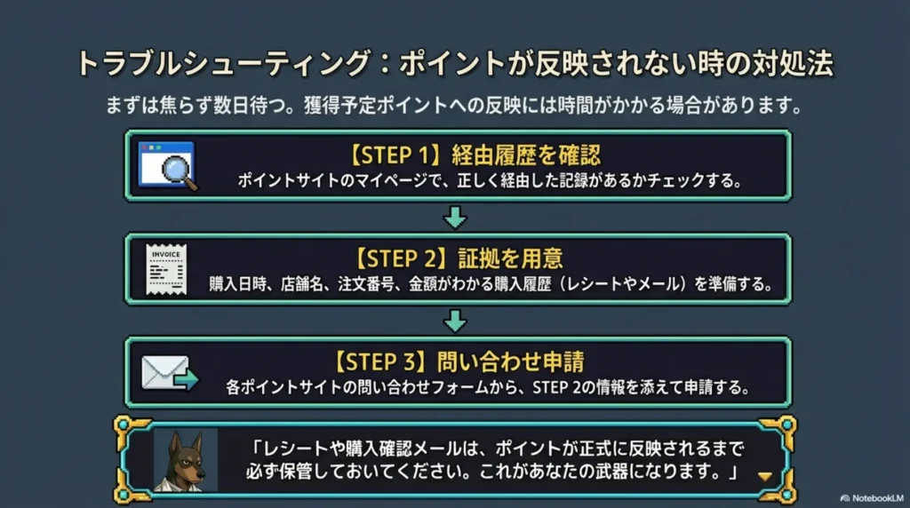 ポイントが反映されない時の対処法