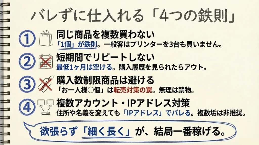 /転売禁止サイトでもバレずに仕入れるコツ