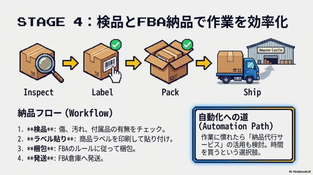 STEP4｜検品・FBA納品の流れ