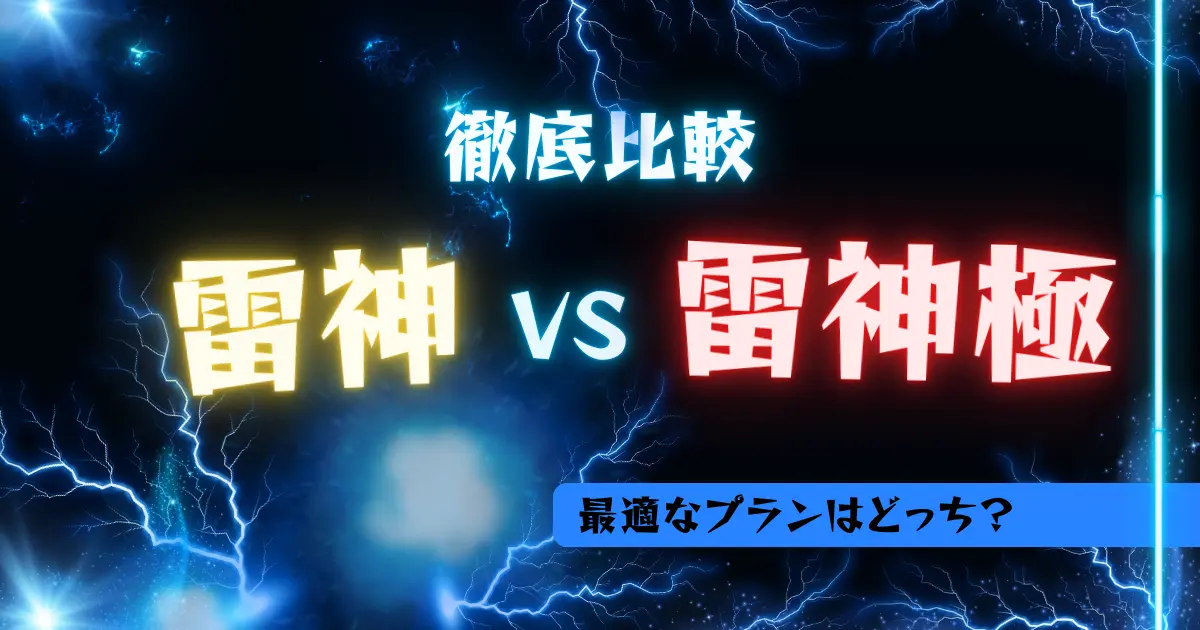 雷神と雷神極の違いを徹底比較！おすすめのプランはどっち？