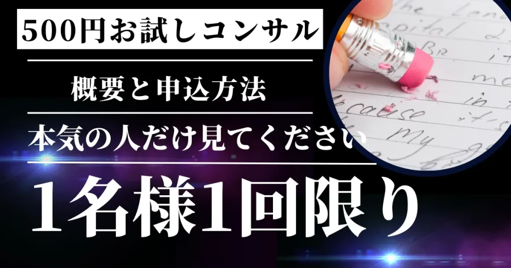 500円ポッキリ！お試しコンサルの概要と申込方法｜条件あり