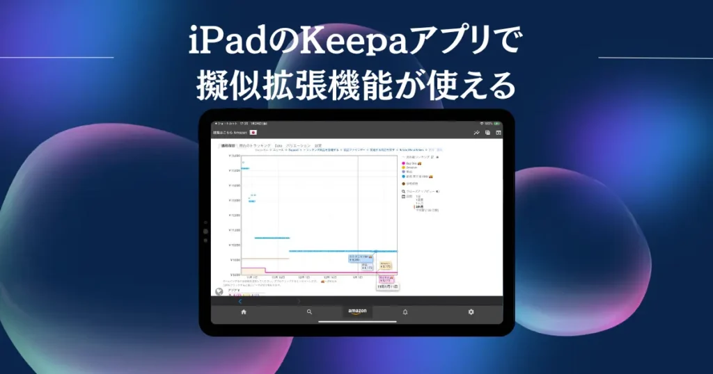 iPadのKeepaアプリを使えば拡張機能のようにデータが閲覧できる