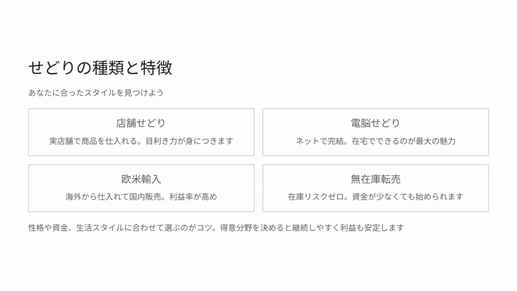 せどりの種類と特徴を知ろう