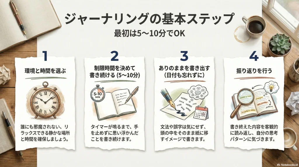 ジャーナリングの基本ステップ｜最初は5〜10分でOK