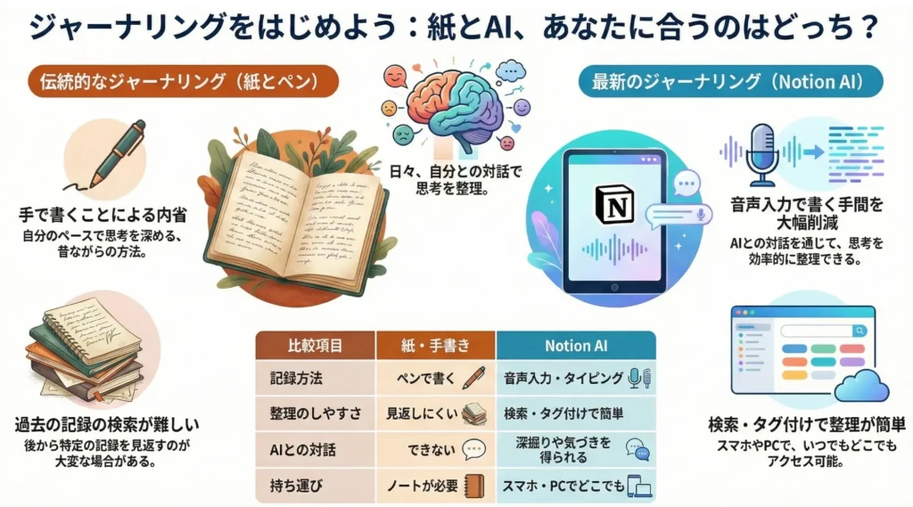 従来のジャーナリング（紙・手書き）との違い