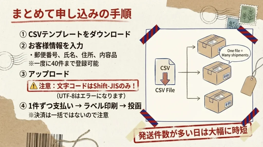 複数件まとめて発送する方法(CSVでの一括登録)