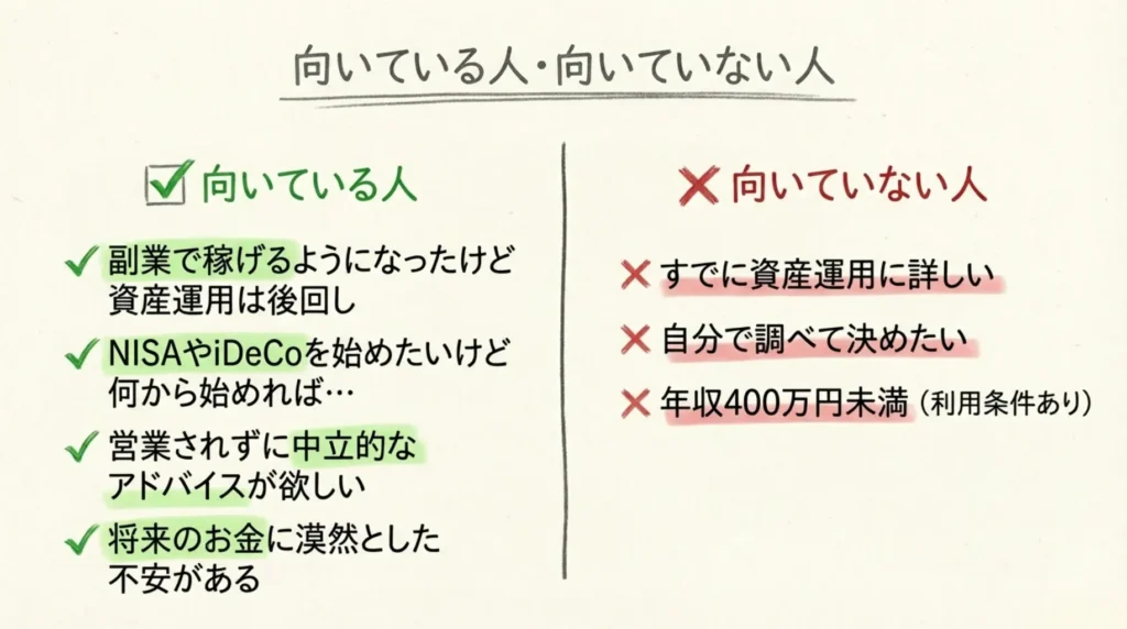 お金のみらいマップを使うべき人・向いていない人