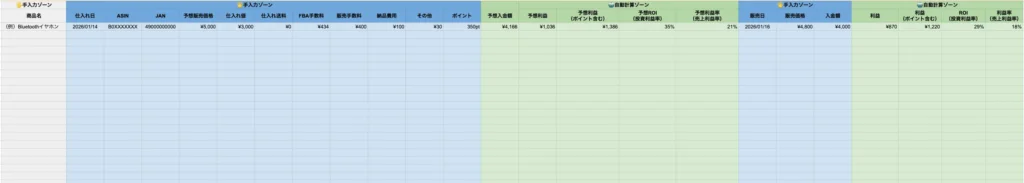 ひこーるオリジナル利益計算スプレッドシート