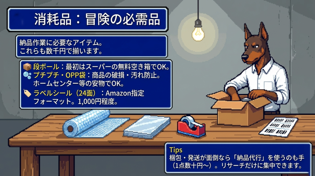 納品に必要な消耗品