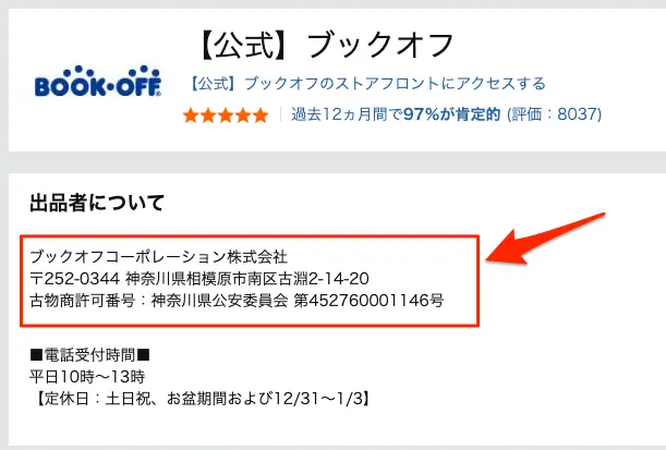 古物商許可の記載イメージ