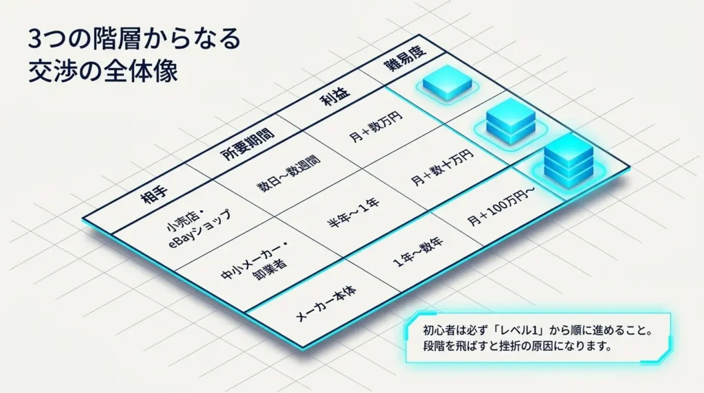 Amazon欧米輸入のレベル別交渉法ロードマップ