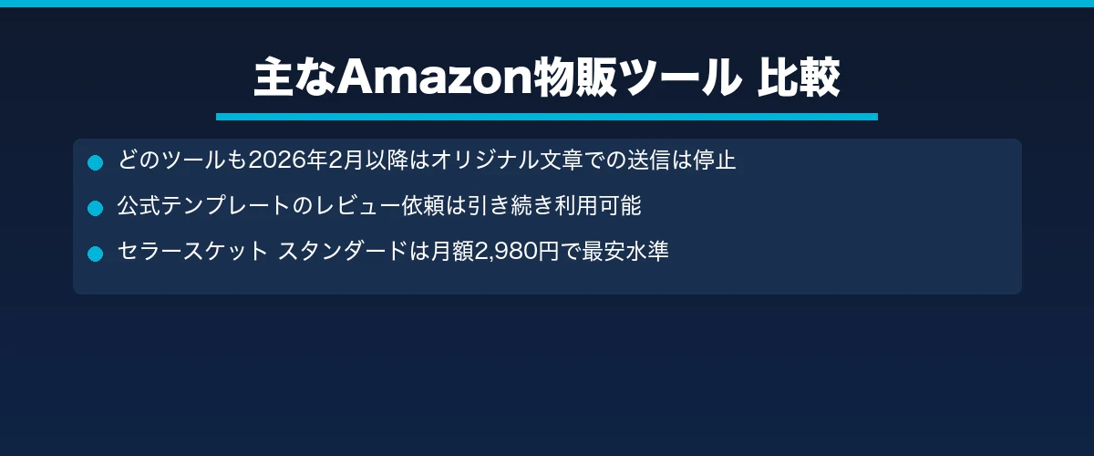 主なAmazon物販ツール比較