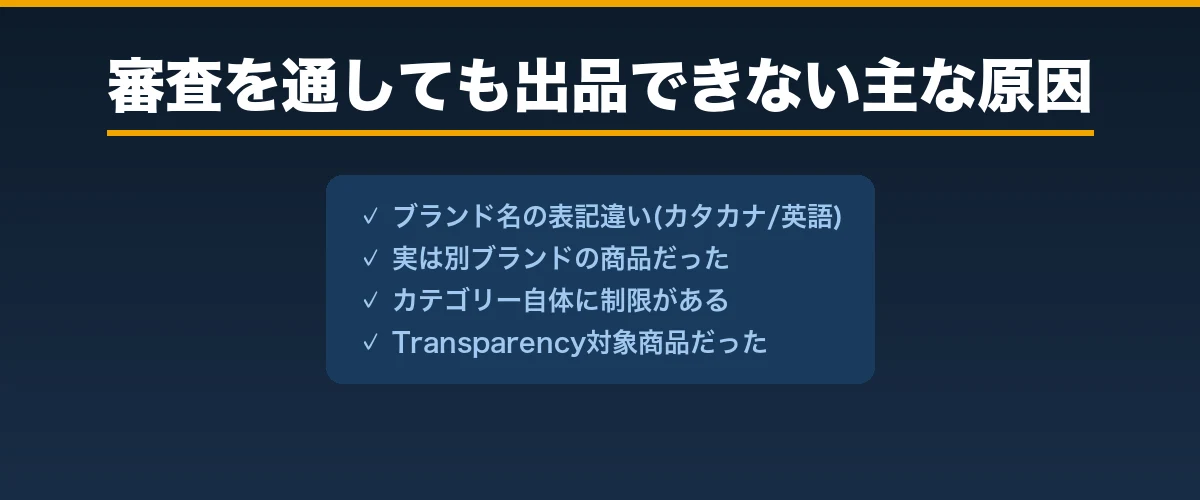 審査を通しても出品できない主な原因