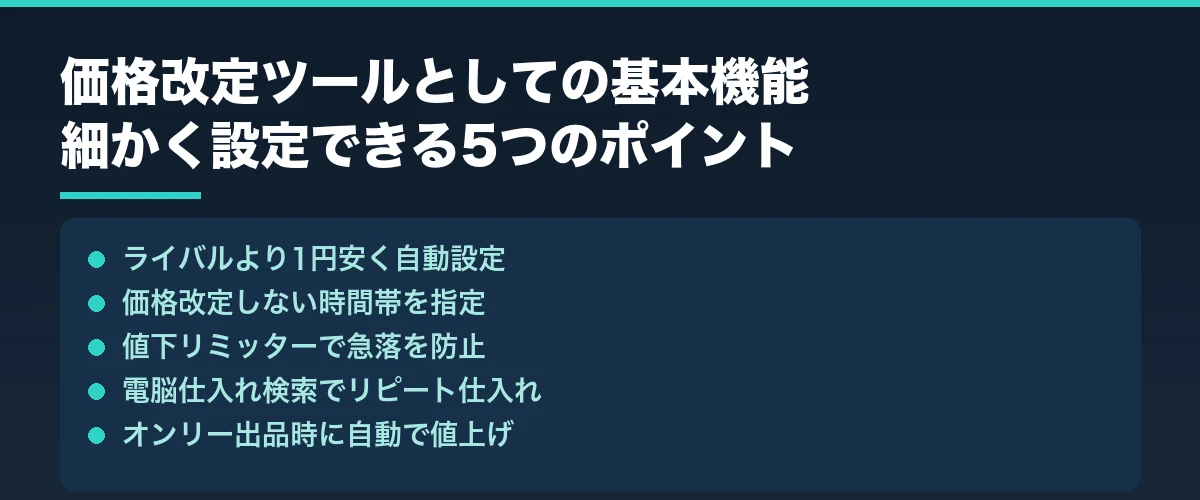 価格改定ツールとしての基本機能｜細かく設定できる5つのポイント