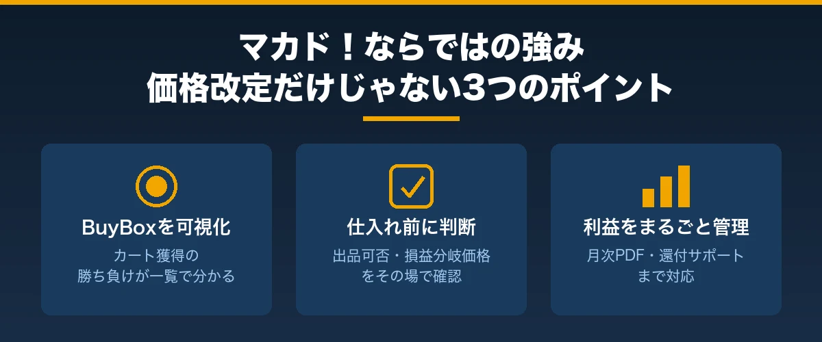 マカド！ならではの強み｜価格改定だけじゃない3つのポイント
