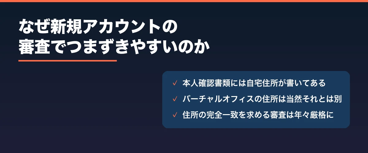 なぜ新規アカウントの審査でつまずきやすいのか
