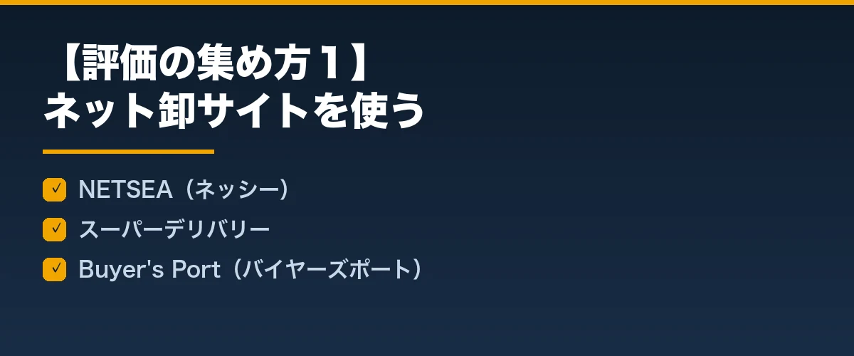 【評価の集め方1】ネット卸サイトを使う