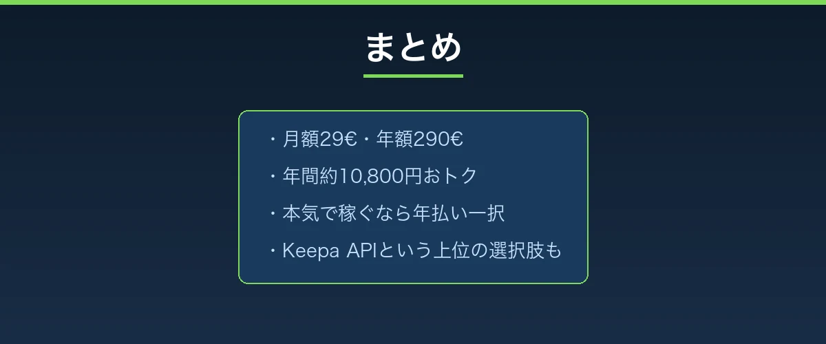 まとめ：Amazon物販を本気でやるならKeepaの年額サブスクが圧倒的にオトク